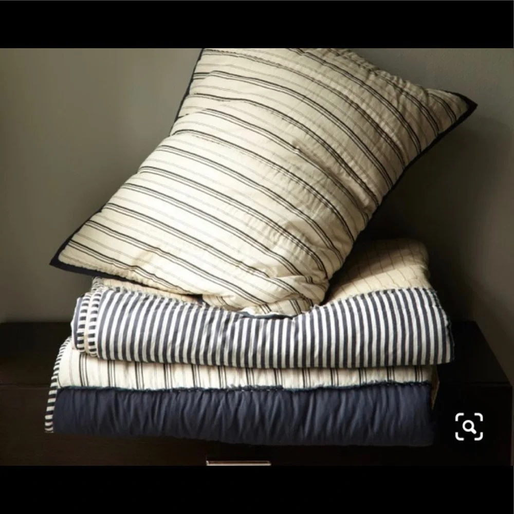 West Elm Cotton Quilted Striped Euro Sham Taupe​​​​​​​​​